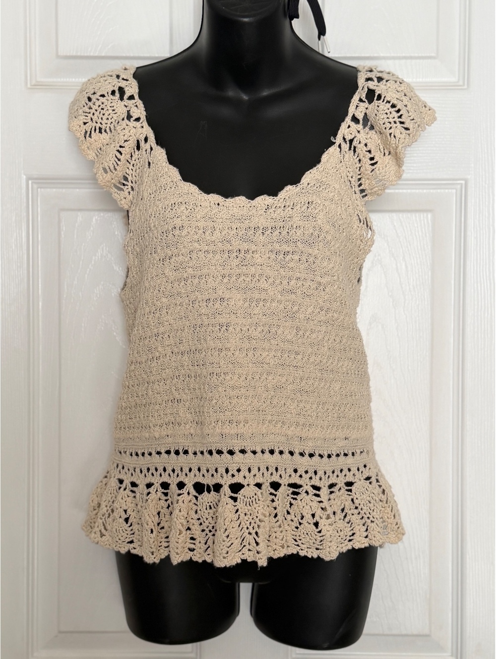 Rails Hattie Ivory Crochet Knit Top Size S